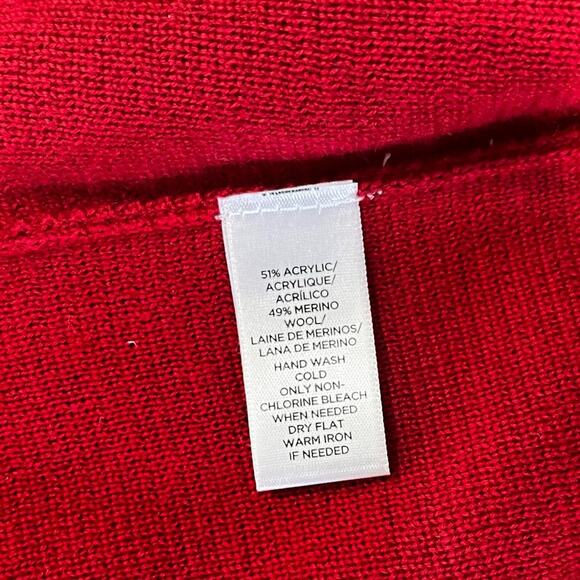 NEW Ann Taylor Loft Merino Wool Ribbed Shawl Collar Cardigan Sweater Red XS NWT - Picture 12 of 14